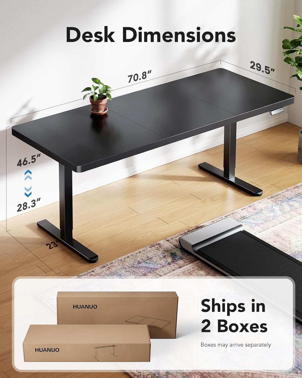 71 X 30 Inch Electric Standing Desk, Powerful Brushless Motor Large Height Adjustable Table, 4 Memory Preset Sit Stand up Desk, Home Office Computer Table with Thick T-Shaped Frame