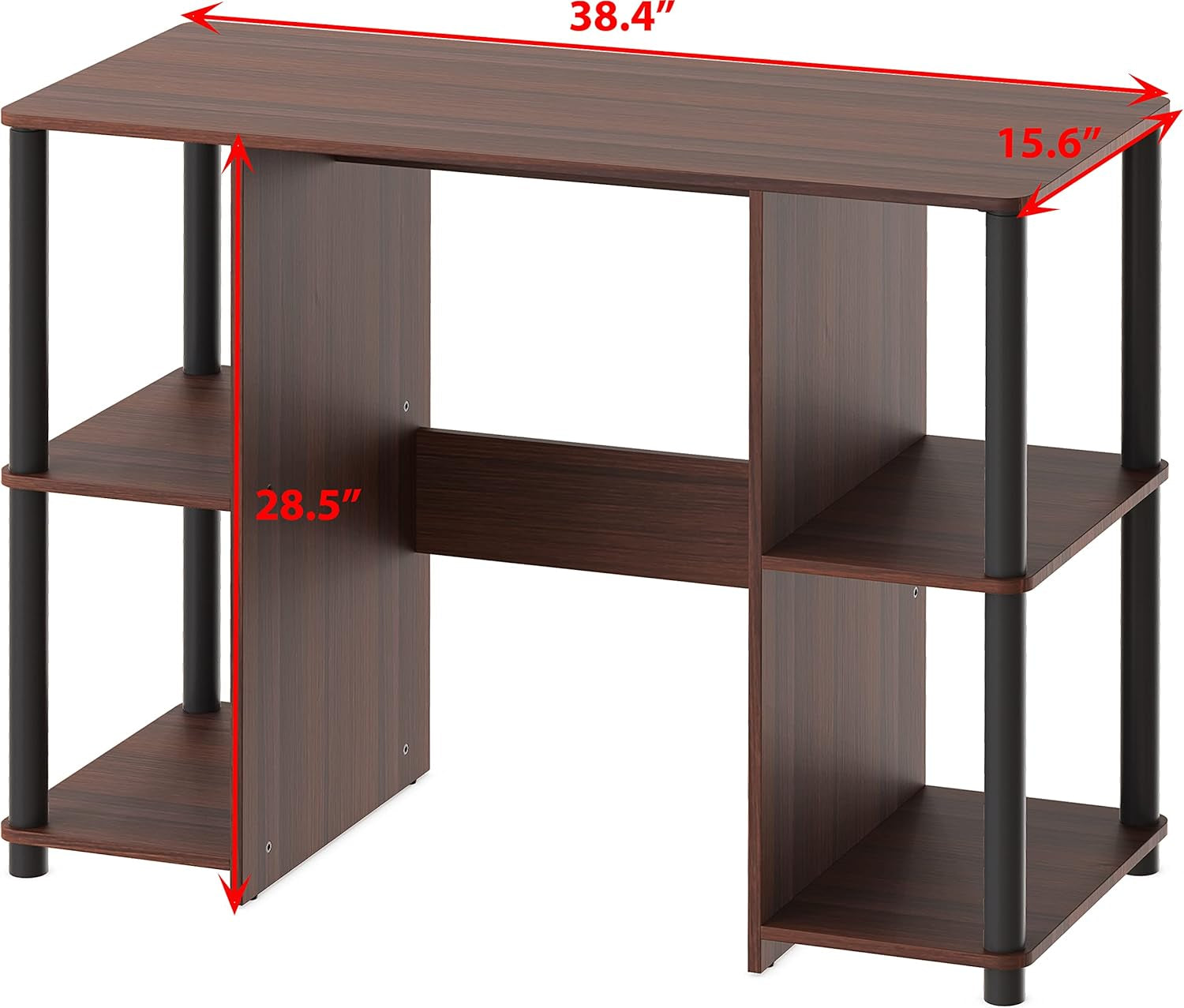 38-Inch Home Office Wood Desk with Double Sided Shelves, Cherry