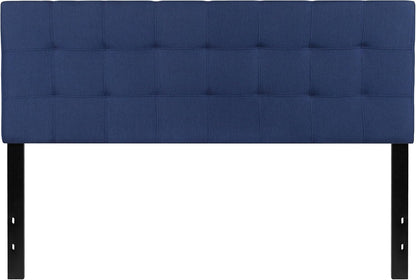Bedford Box Stitch Tufted Upholstered Queen Size Headboard in Navy Fabric