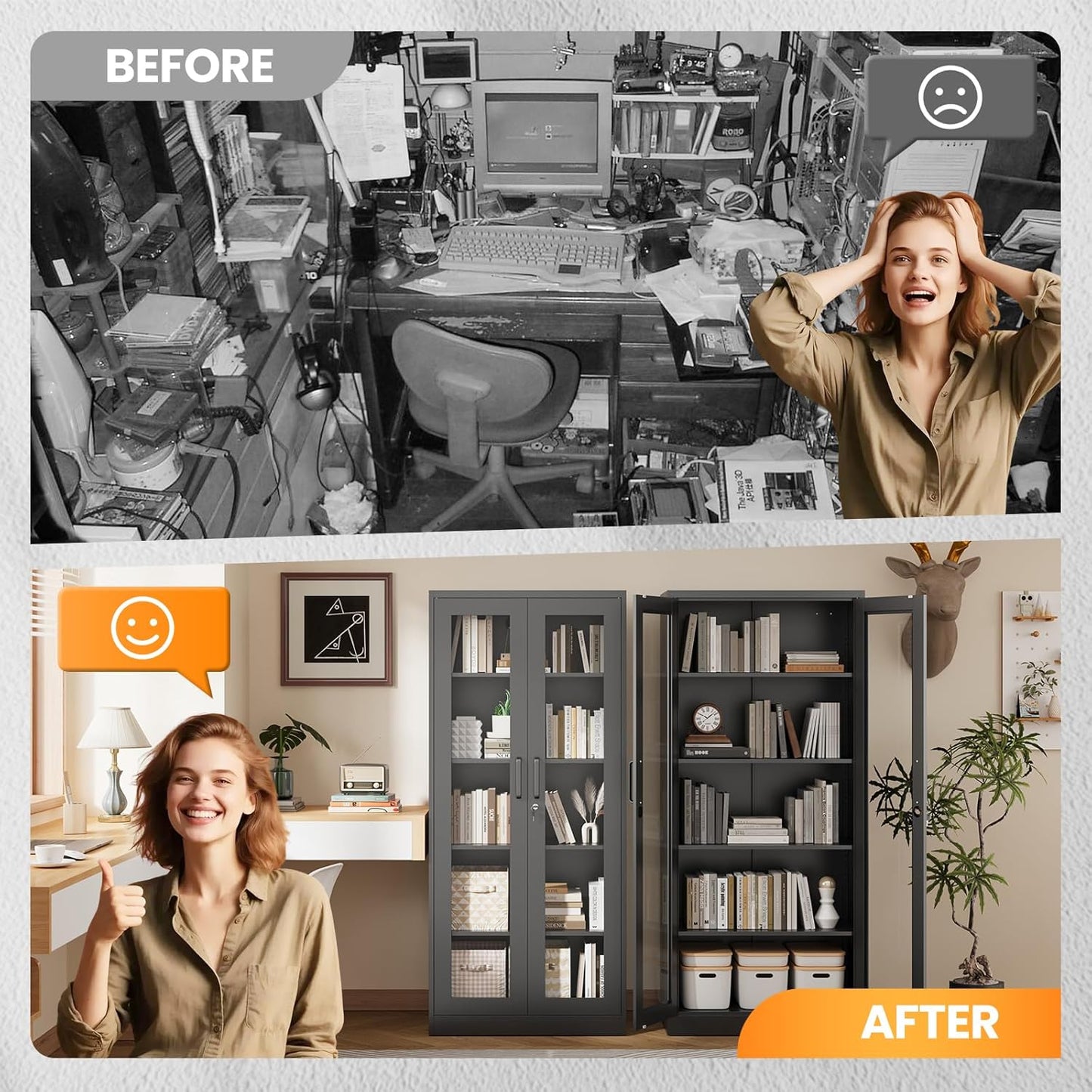 Glass Display Cabinet with Lock, 67”H Metal Curio Cabinets with Glass Door, Locking Liquor Caninet Display Case for Home, Collectibles, Clinic, Living Room - Assembly Required