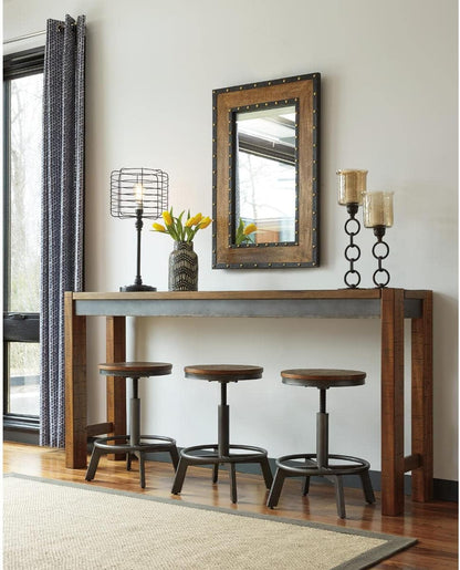Signature Design by  Torjin Long Counter Height Table, Seats up to 3, Wood, 72.13" W X 16" D X 36" H, 2-Tone Brown