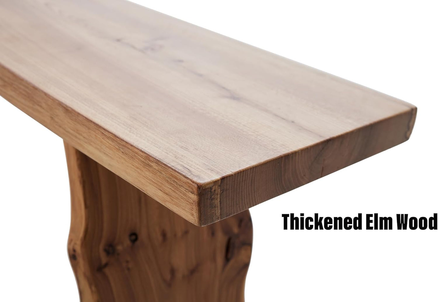 63” Wooden Dining Bench Solid Natural Edge Wood Dining Bench Indoor Kitchen Table Benches Entryway Benches for Rustic Home Décor Furniture