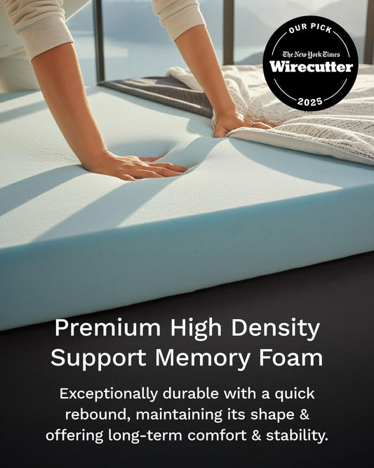 3 Inch Memory Foam Mattress Topper King - Select High Density - (Gel-Infused and Ventilated) Mattress Pad with Soft Removable Bamboo-Rayon Cover