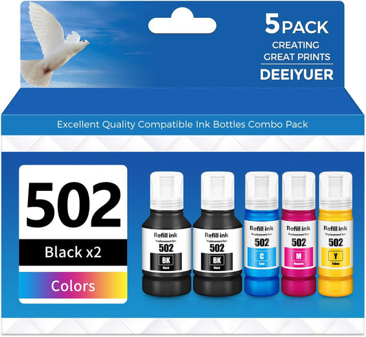 502 Ink Refill Bottles ET-2850 ET-3850 ET-4850 ET-15000 502 Ink Compatible for ET 2850 ET 3850 ET-4760 ET-2760 ET-3830 ET 4850 ET 15000 ET-3843 ET-2980 ET-3950 4950 3750 Printer