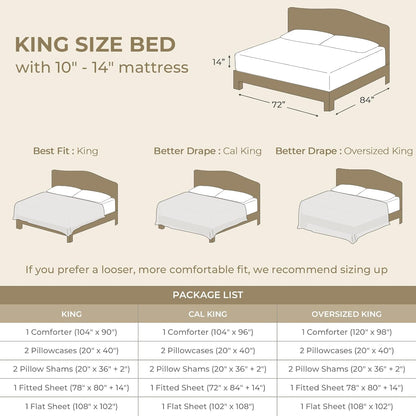 7 Piece King Size Comforter Set Seersucker, All Season Luxury Bed in a Bag for Bedroom, Bedding Set with Comforters, Sheets, Pillowcases & Shams, Dark Grey