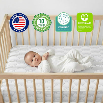 5" Cozy Cloud 2-In-1 Crib and Toddler Mattress, Dual-Sided - Infants & Toddlers, Breathable & Waterproof, 75% Recycled Fiber, GREENGUARD Gold & Baby Safety Alliance Certified – Taffeta