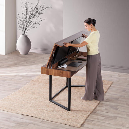 - Dining Table to Computer Desk, Work-From-Home Office, Gaming Desk, Study Desk, Space-Saving Adjustable Furniture, Royal Brown