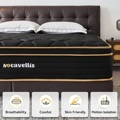 Twin Mattress 10 Inch Twin Size Mattresses in a Box Spring Hybrid Twin Bed Memory Foam Mattress Comfort Breathable Fabric Cooling Gel Pressure Relief, Medium Firm