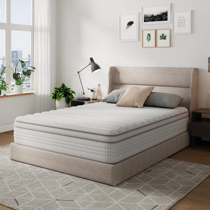 10 Inch Queen Size Mattress in a Box, Hypoallergenic & Back Pain Relief, Hybrid Queen Mattresses with Smarts Coils, Fiberglass Free Certipur-Us Certified Colchones No Box Spring Needed