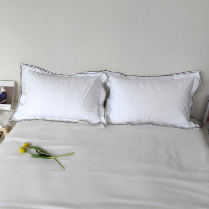 Set of 2 Elegant Embroidery Pillowcases, King Size, 100% Cotton - White Good Feeling Shams, Elegant Trims, Softer and Breathable Pillow Covers, 20X36 Inches
