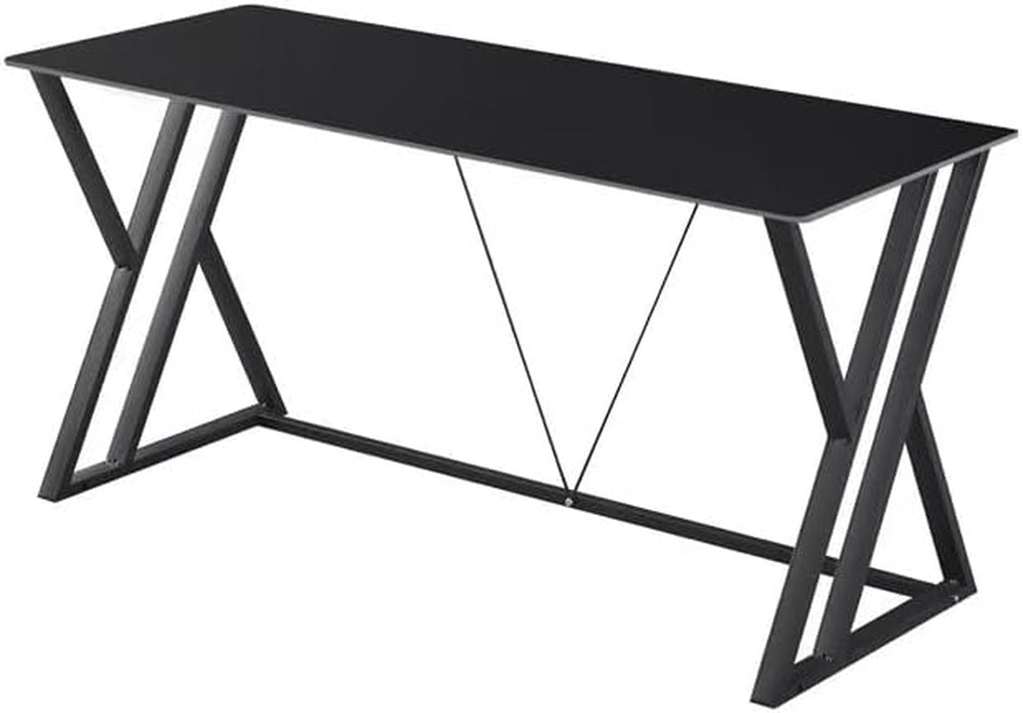 Modern Computer Desk with X-Frame Metal Legs, Black Frame, Writing Table, Home Office Workstation