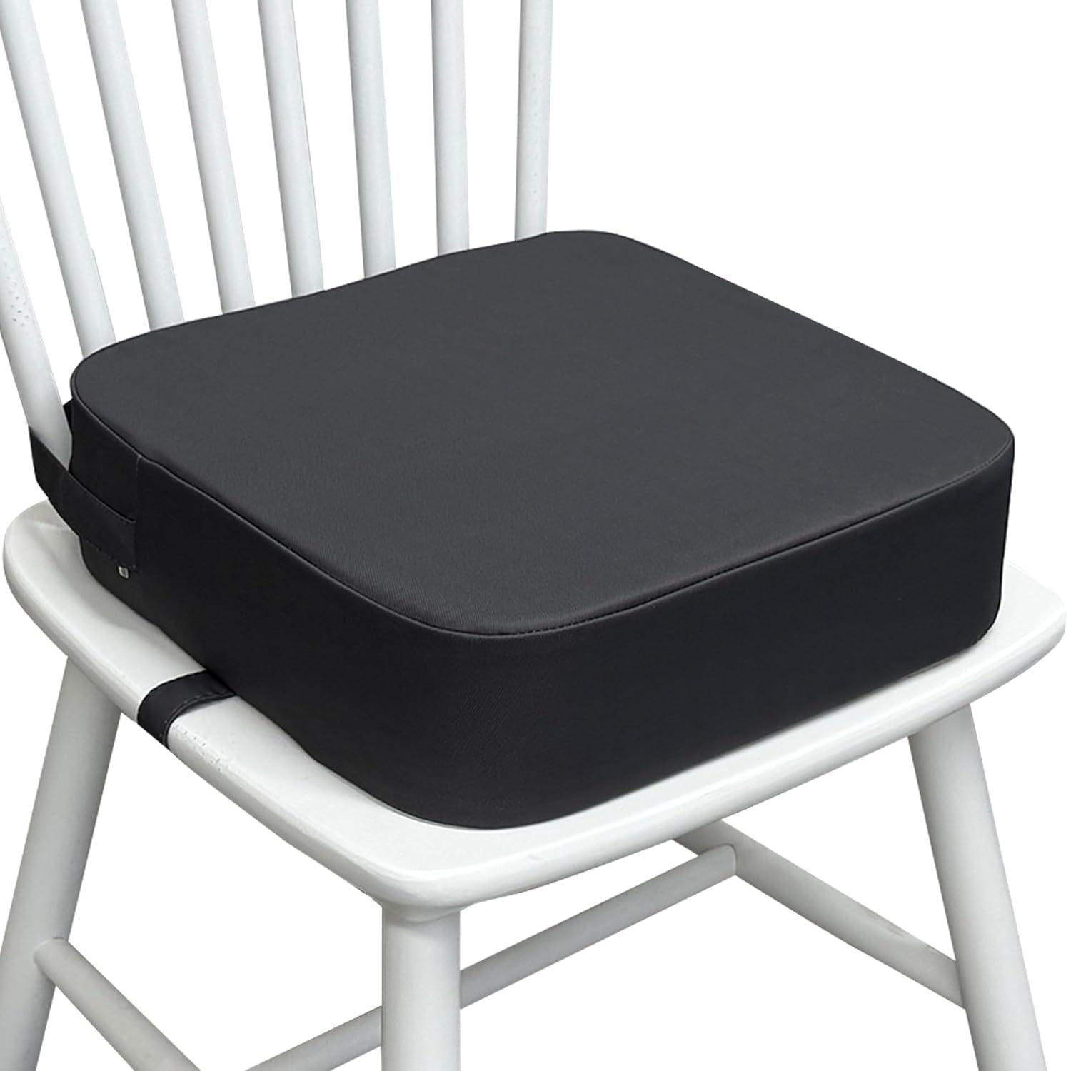 Toddler Booster Seat for Kitchen Chair, 3.5" Oxford Foam Cushion, Non-Slip Base, Adjustable Straps, Portable Dining Booster for Self-Feeding Toddlers at Home or on the Go (Dark Grey)