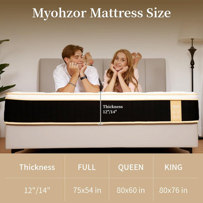 King Size Mattress,14 Inch Hybrid Mattress-Medium Firm Support for Side and Back Sleepers|Pressure-Relieve Memory Foam&Motion-Isolating Pocket Springs for a Quiet Night|Skin-Friendly&Breathable Cotton