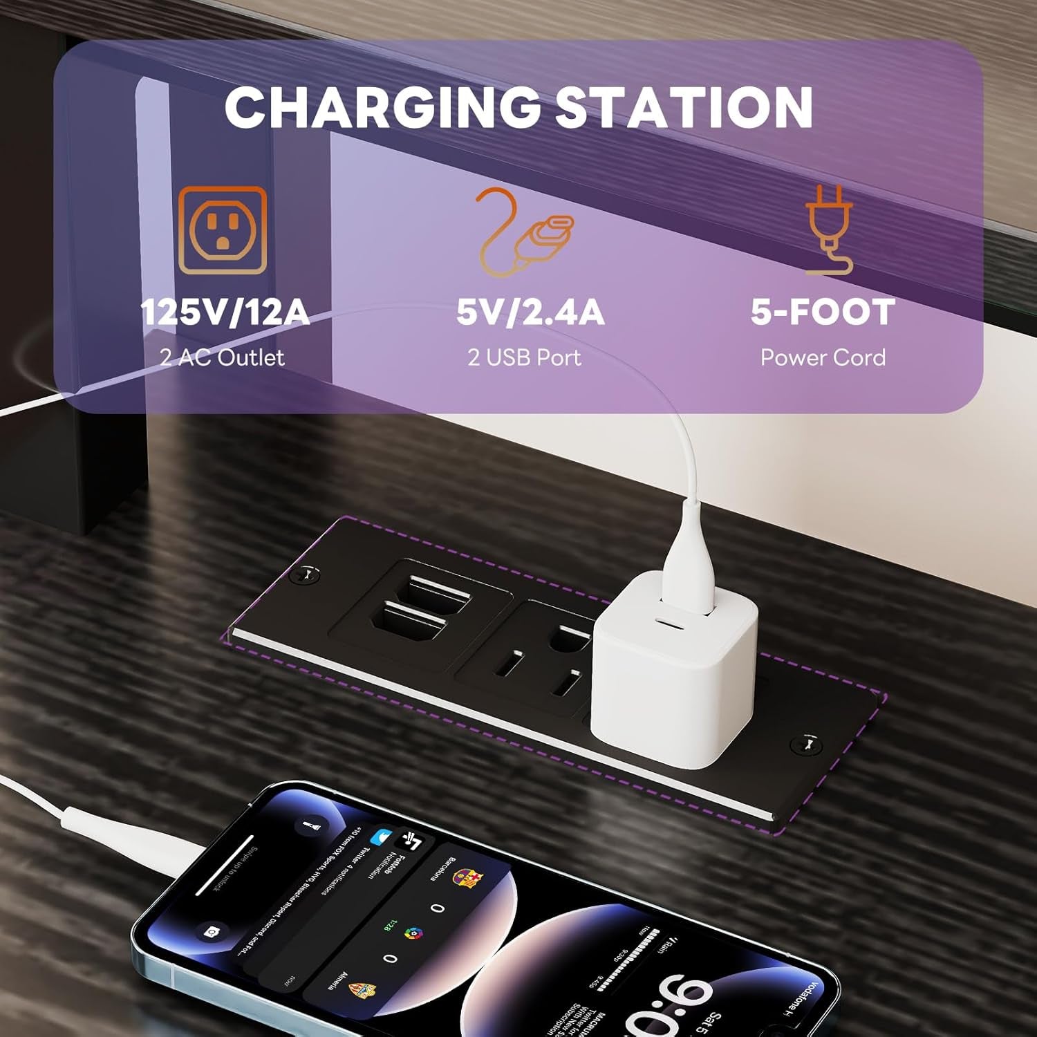 Conner Desk Home Office Computer Desk for Small Space with LED Lights Gaming Table with Storage Shelves Power Outlets Monitor Stand Keyboard Tray for Bedroom, Black