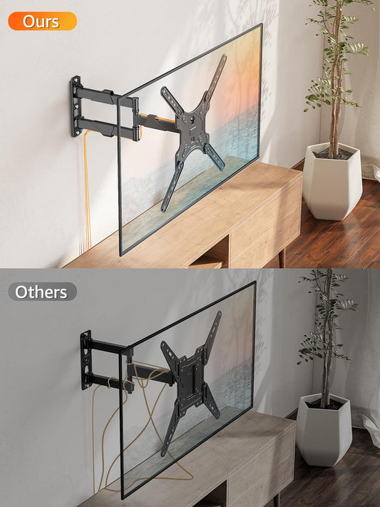 TV Wall Mount for Most 26-60 Inch Tvs, Swivel and Tilt Full Motion TV Mount with Single Stud Perfect Center Design, Wall Mount Bracket Max VESA 400X400Mm, Corner Mount Holds up to 77 Lbs.