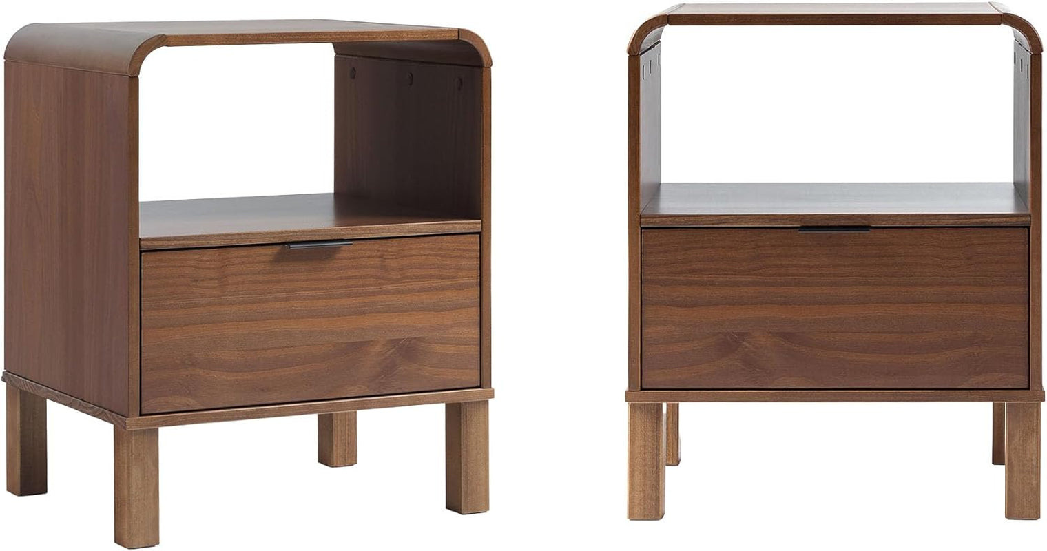 Elias Modern Curved-Frame Solid Wood Nightstand