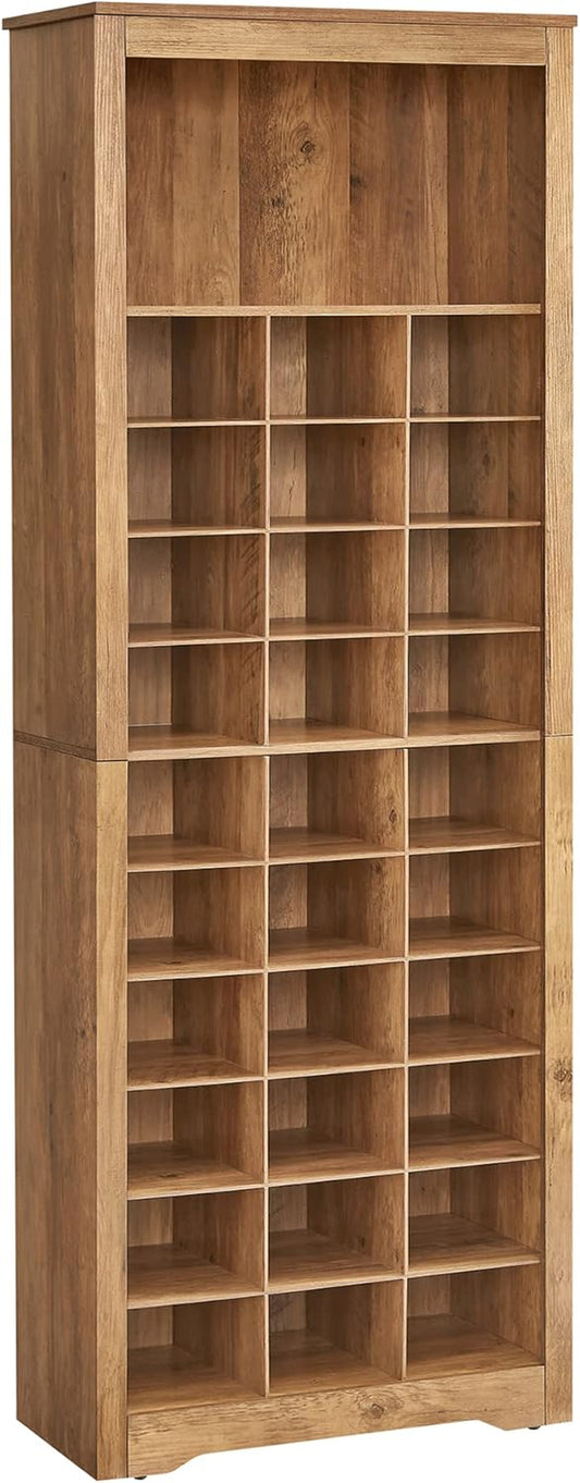 Shoe Storage Cabinet, 10 Tier Shoe Rack Organizer, Holds up to 30 Pairs of Shoes, for Entryway Bedroom, 12.6 X 24.8 X 73.6 Inches, Rustic Walnut ULBS273T41
