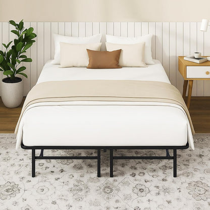 Queen Folding Platform Bed Frame, Heavy Duty Steel Construction with 14" Storage, Tool-Free Assembly, No Box Spring Required