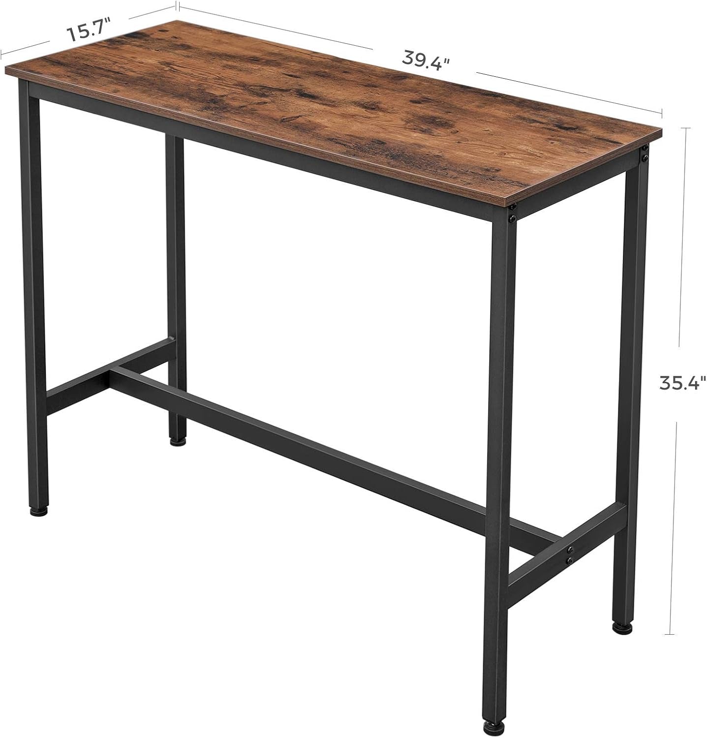 Bar Table, Narrow Long Kitchen Dining Table, Sturdy Metal Frame, Industrial, 15.7 X 55.1 X 35.4 Inches, Rustic White and Ink Black ULBT140B73
