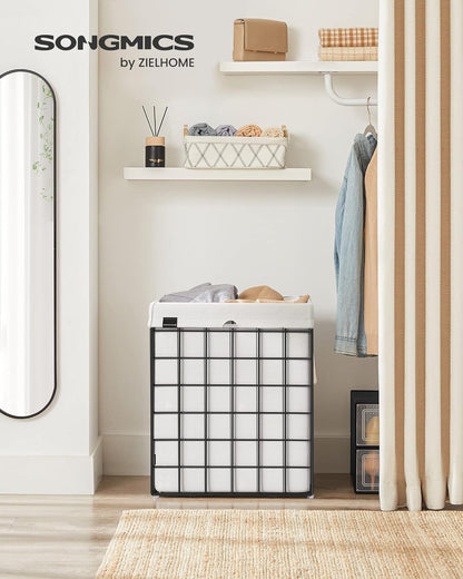 Laundry Hamper, 23.8 Gal. (90L) Laundry Basket, Collapsible Clothes Hamper, Black and White ULCB190W01