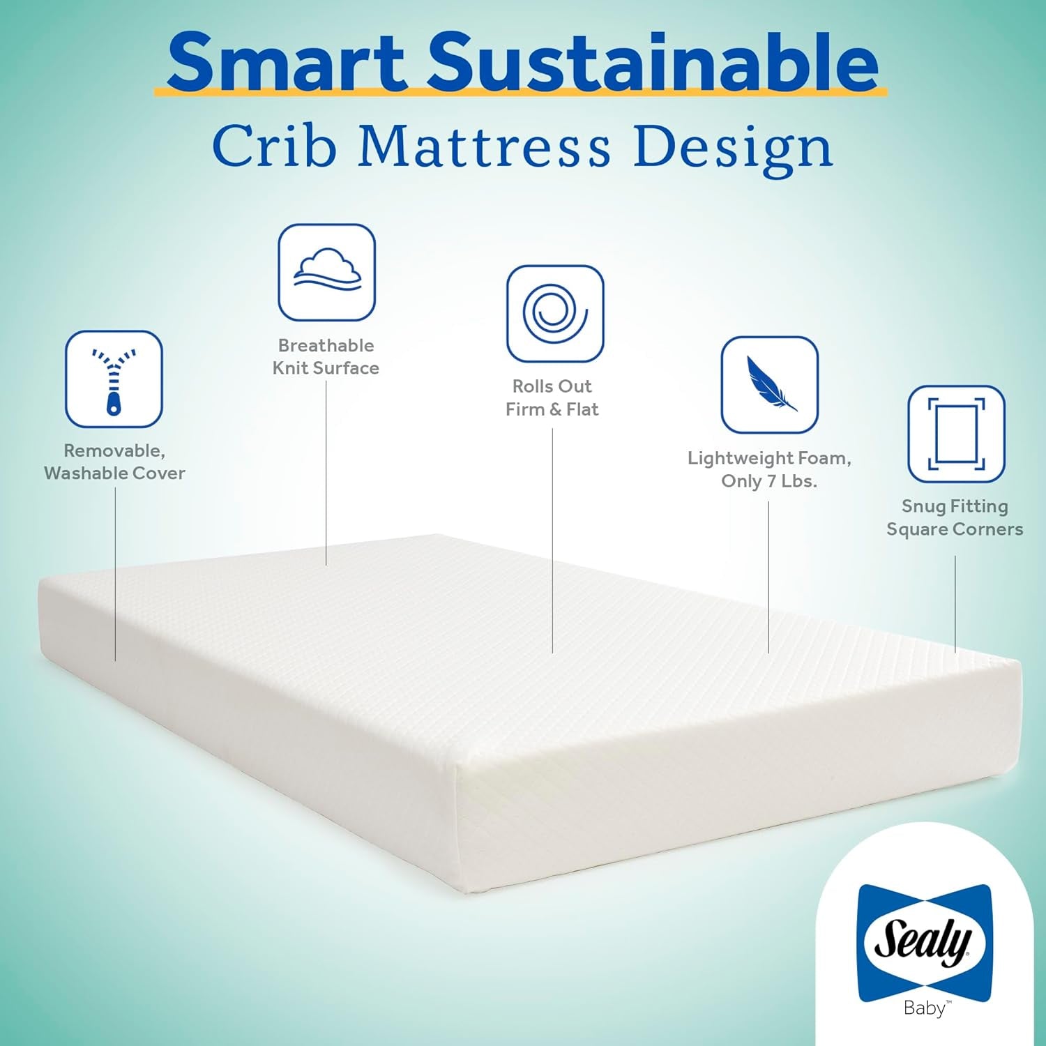 Butterfly Knit Breathable Crib Mattress, GREENGUARD GOLD Certified, Made in USA, Premium Foam, Washable Easy to Clean Cover, Toddler Bed Fit, Safety & Quality Tested, 52X28"