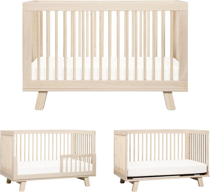 Hudson 3-In-1 Convertible Baby Crib - GREENGUARD Gold Certified - Convertible Crib to Toddler Bed and Daybed - Baby Bed with 4 Adjustable Heights - Wooden Crib - Washed Natural