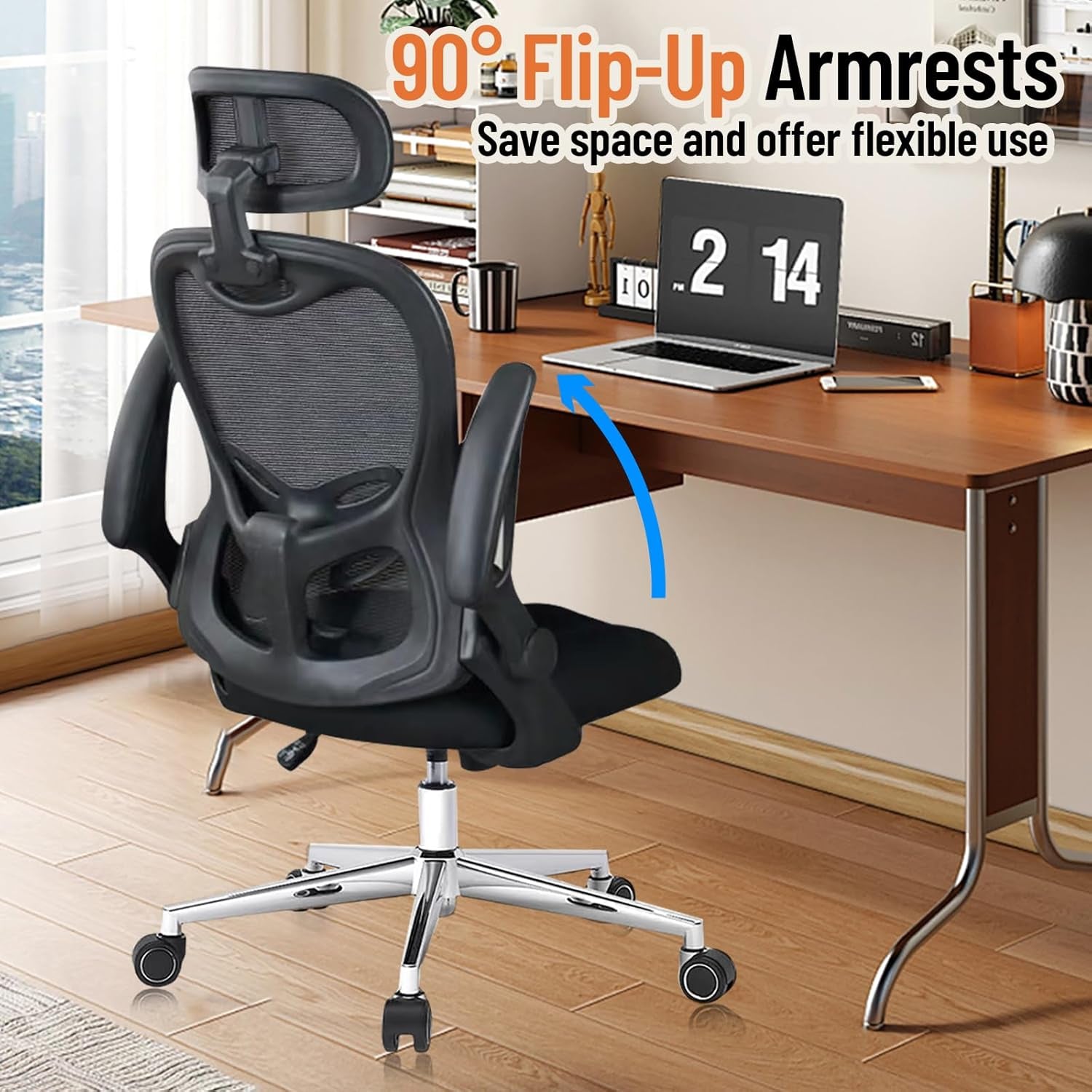 Office Chair, Ergonomic Breathable Mesh,Flip-Up Arms and