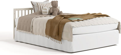 Amalfi Convertible Crib with Toddler Guardrail (Frosted Oat & Driftwood) – GREENGUARD Gold Certified, Toddler Bed Conversion Kit Included, Fits Standard Crib Mattress, Converts to Full Bed