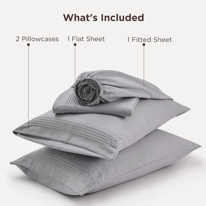 Deep Pocket Queen Sheets Set - Fits Mattresses up to 21 Inches Thick - 4 Piece Gentlesoft Bed Sheets, Moisture Wicking, Soft & Cooling Bedsheet & Pillowcases, Easy & Secure Fit, Light Grey