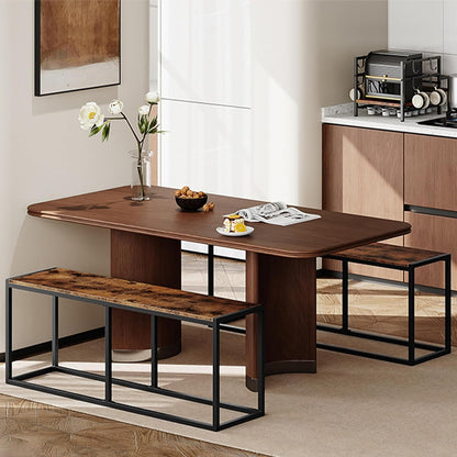 Dining Bench, 47.2 Inch Dining Table Bench, Industrial Style Kitchen Bench, Steel Frame, Easy to Assemble, for Kitchen, Dining Room, Rustic Brown and Black BF12CD01