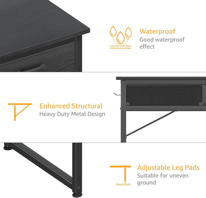 Small Desk with Fabric Drawers for Bedroom, 32 Inch Gaming Desk with 2 Drawers for Small Space, Study Writing Table PC Desks, Black