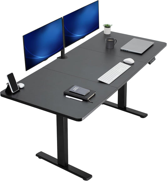 Electric 71 X 30 in Standing Desk, Memory Height Adjustment, 1B Series, Holds 220 Lbs, Black Top Black Frame, DESK-KIT-1B7B