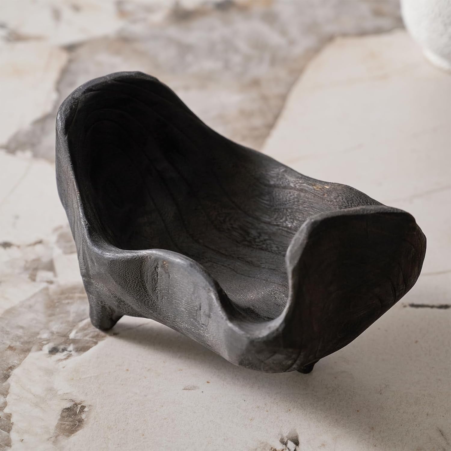 Oak Wood Black Decorative Bowl-9.25X5.51 Inch Small Bowl for Entryway Key, Fruit, Candy with Feet, Boho Farmhouse Home Decor for Dining Room, Coffee Table Centerpiece