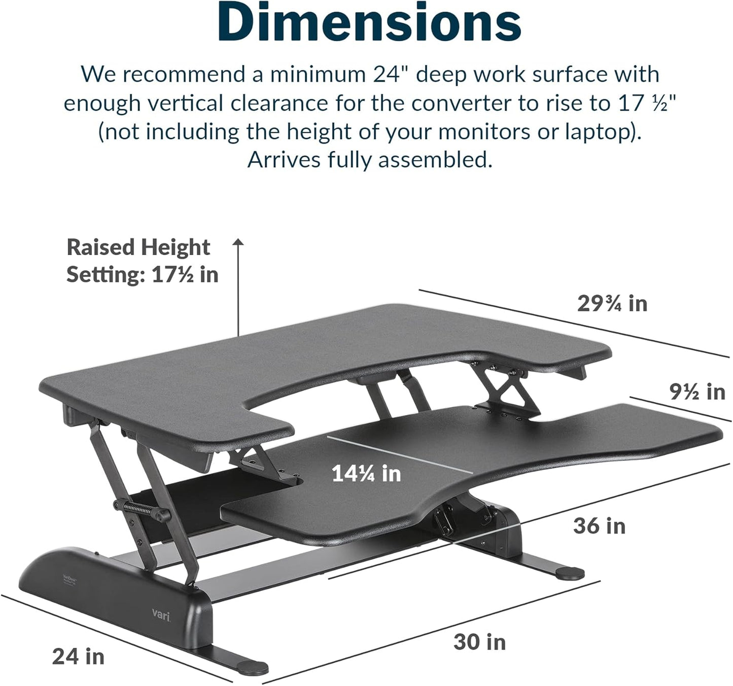 desk Pro plus 36 - Adjustable Desk Converter with 11 Height Settings - Laptop Sit Stand Desk Riser for Home Office, Table Tops, Workspace - Fully Assembled with Spring Loaded Lift - Black