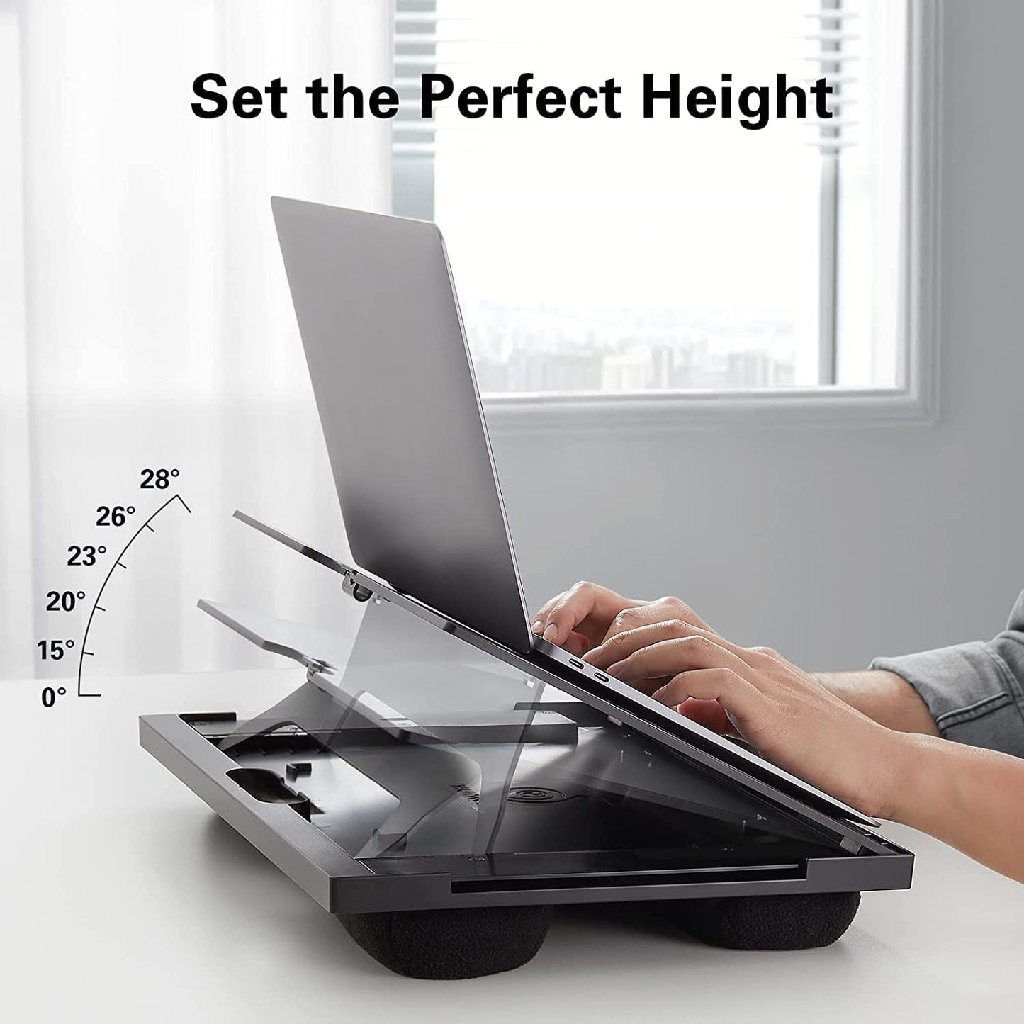 Adjustable Lap Desk - with 6 Adjustable Angles, Detachable Mouse Pad, & Dual Cushions Laptop Stand for Car Laptop Desk, Work Table, Lap Writing Board & Drawing Desk on Sofa or Bed by