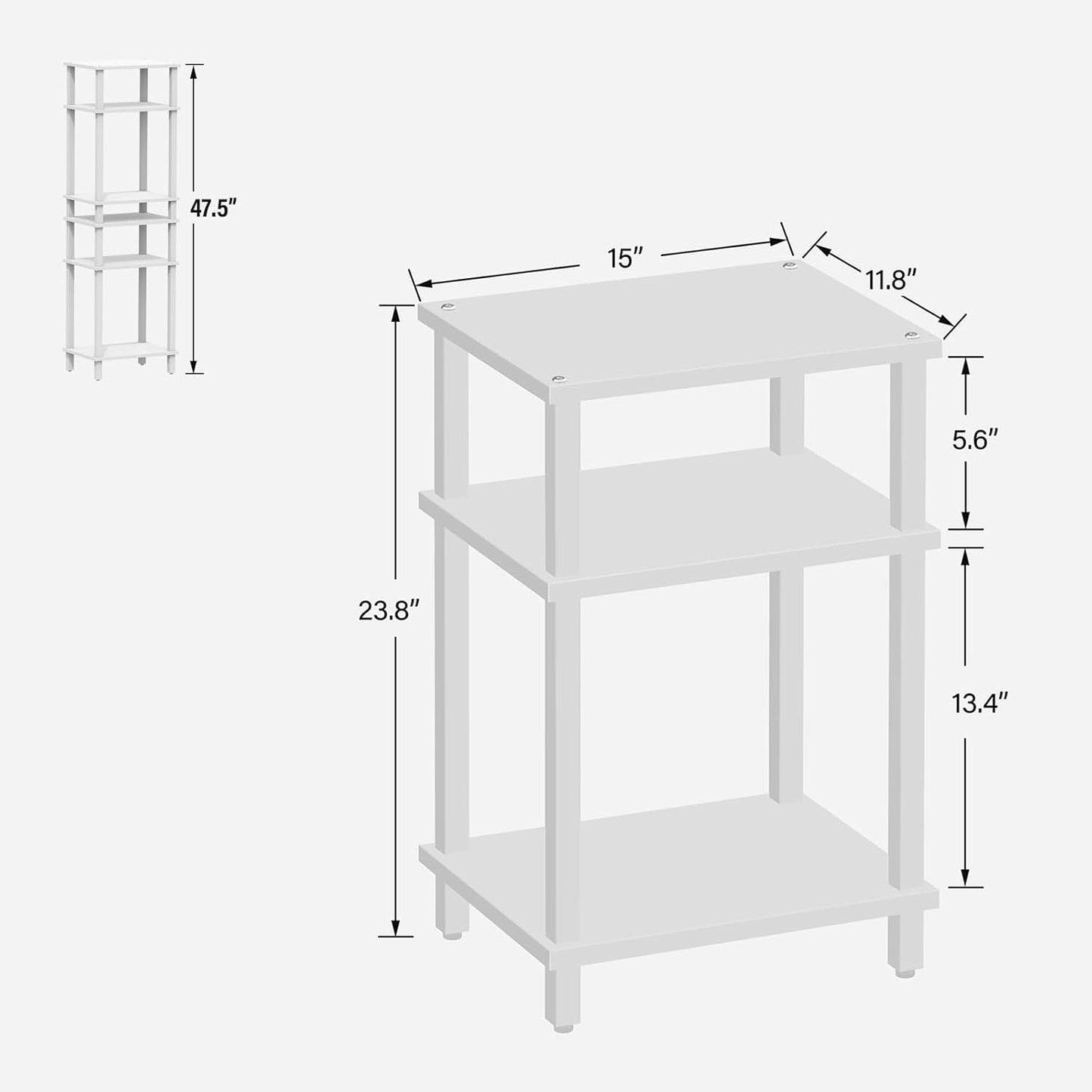 Set of 2 End Table, Side Table, Nightstand, 3-Tier Storage Shelf, Couch Table for Small Space TB01BW0492