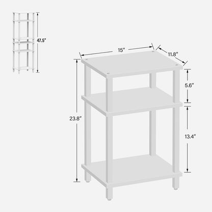 Set of 2 End Table, Side Table, Nightstand, 3-Tier Storage Shelf, Couch Table for Small Space TB01BW0492