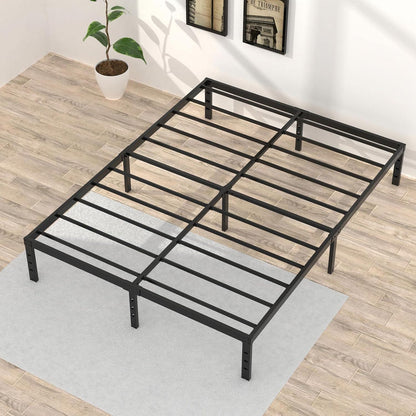 16 Inch Queen Bed Frame No Box Spring Required, Metal Platform Queen Size Bed Frames with 14 Inch Storage, 3,500 Lbs Heavy Duty Steel Slats Support, Easy Assembly Mattress Foundation