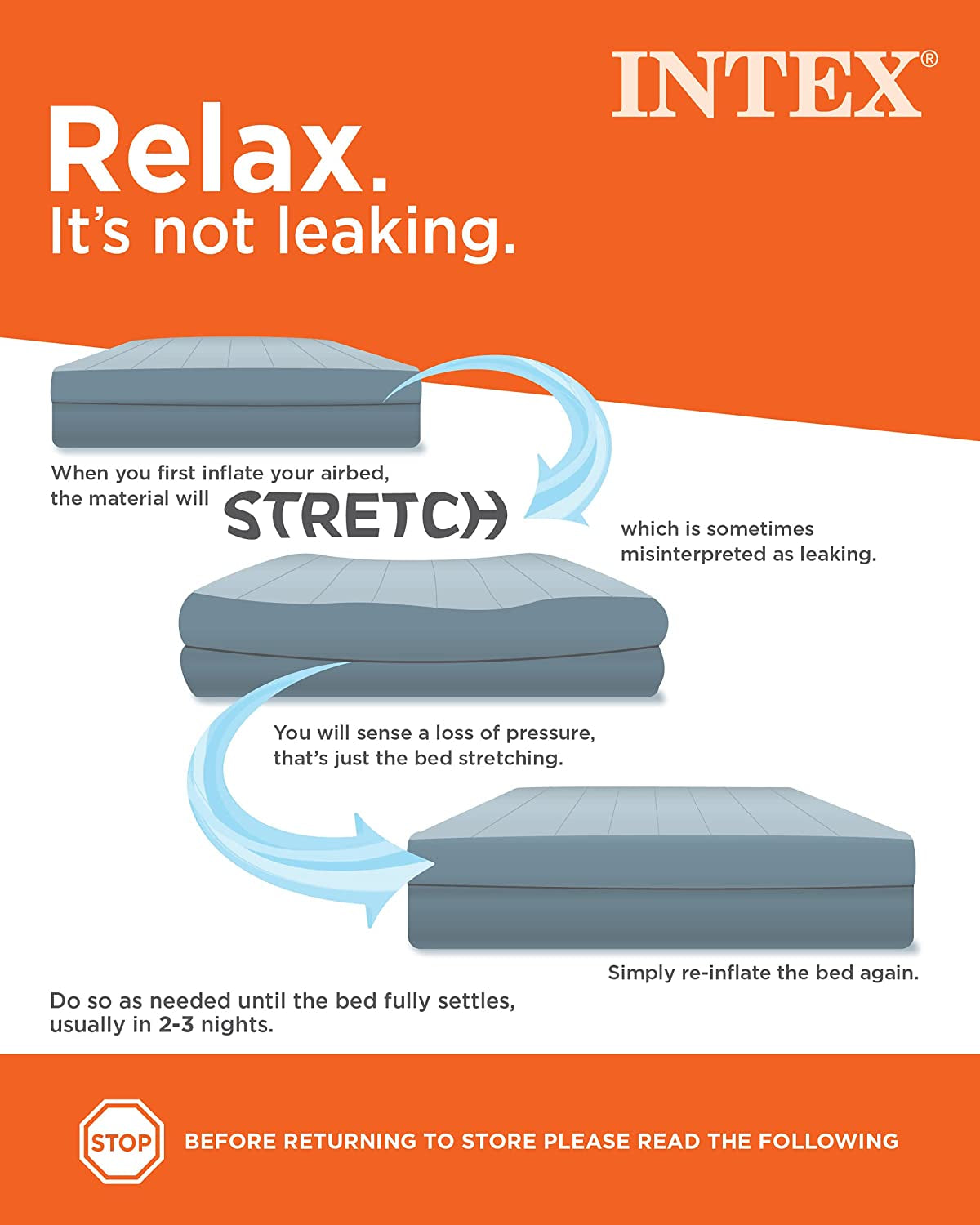 64757E Dura-Beam Standard Downy Air Mattress: Fiber-Tech - Twin Size - 10In Bed Height - 300Lb Weight Capacity - Pump Sold Separately