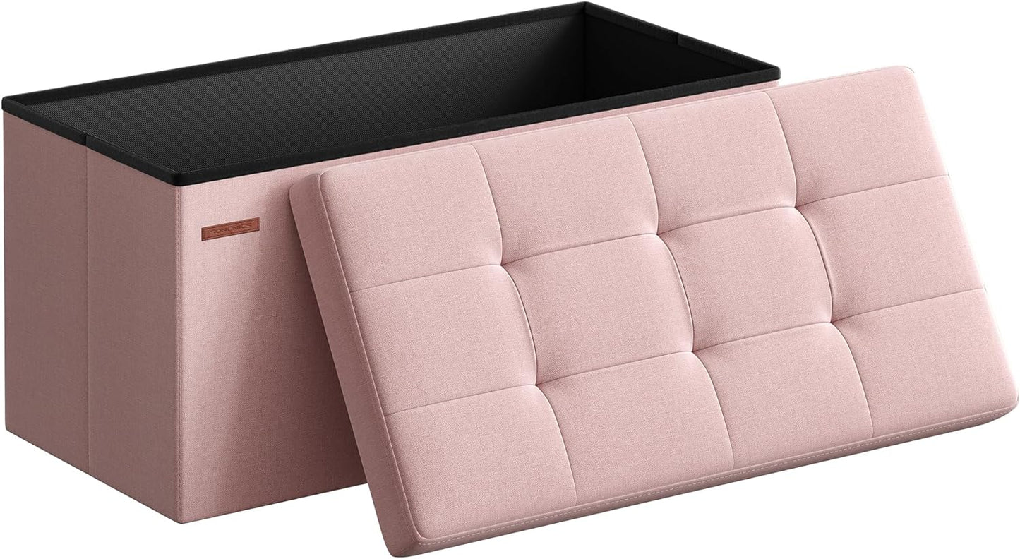 MAZIE Collection - 43 Inches Folding Storage Ottoman Bench, Ottoman Foot Rest, End of Bed Bench, Storage Chest, Load 660 Lb, for Living Room, Bedroom, Entryway, Dark Gray ULSF77K