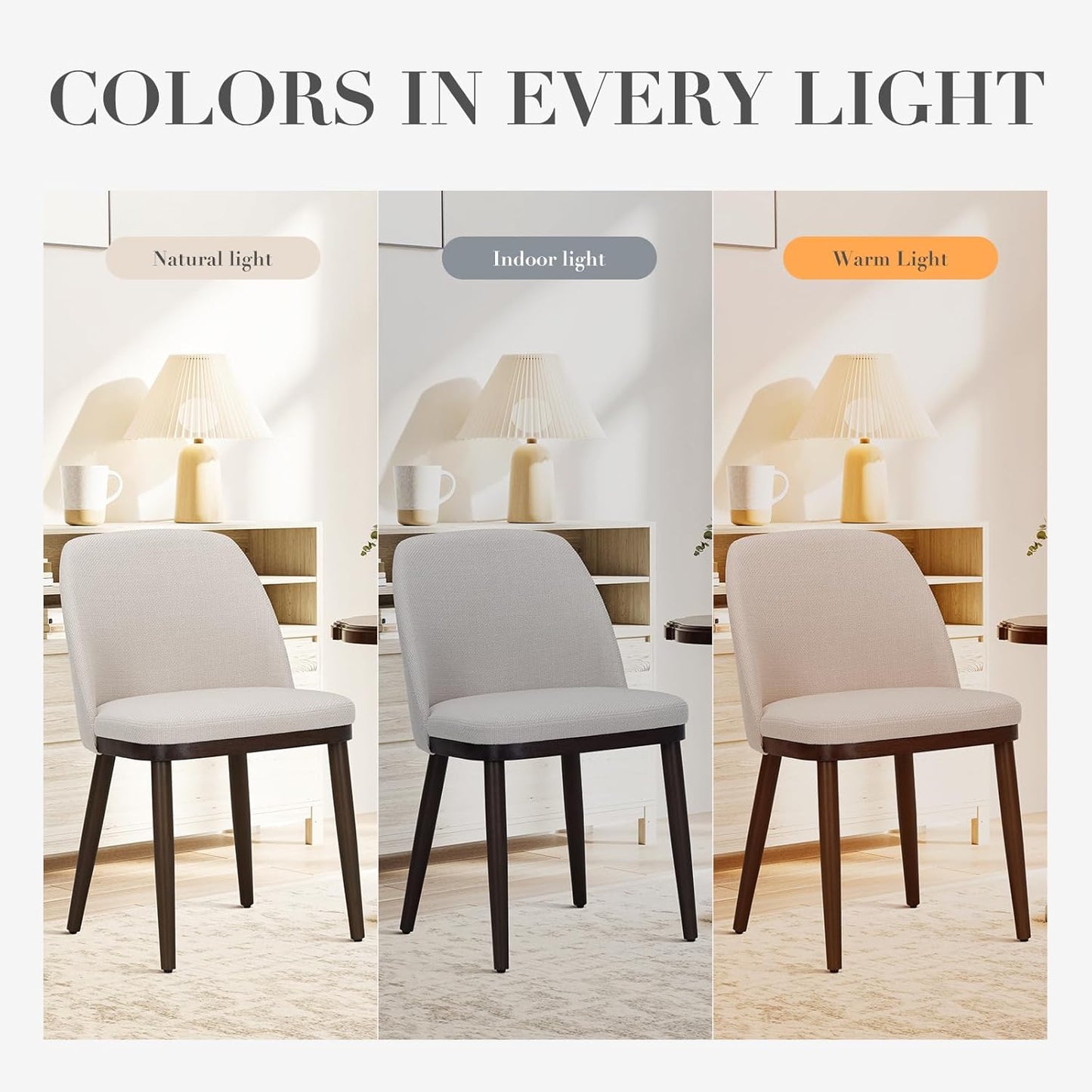 Upholstered Dining Chairs Set of 4, Modern Kitchen Chairs with Back, Fabric Side Dining Room Chairs with Wood Legs for Kitchen Dining Room Restaurant, Beige