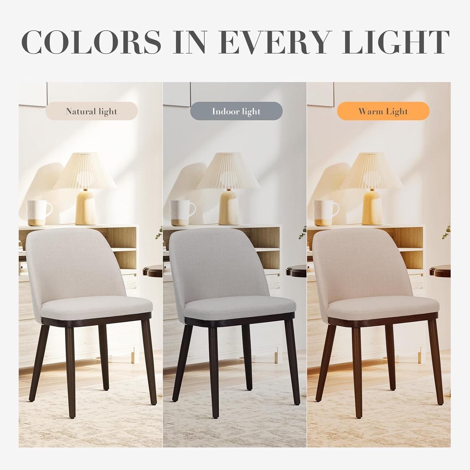 Upholstered Dining Chairs Set of 4, Modern Kitchen Chairs with Back, Fabric Side Dining Room Chairs with Wood Legs for Kitchen Dining Room Restaurant, Beige