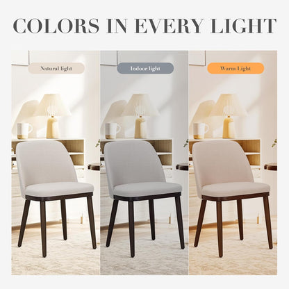 Upholstered Dining Chairs Set of 4, Modern Kitchen Chairs with Back, Fabric Side Dining Room Chairs with Wood Legs for Kitchen Dining Room Restaurant, Beige