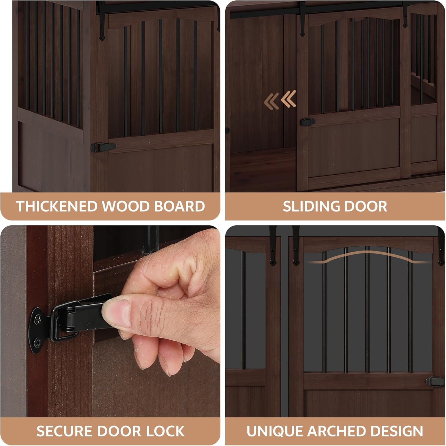 70.86" Double Dog Crate Furniture with Storage for 2 Medium Large Dogs Farmhouse Wooden Dog Kennel Furniture with 2 Sliding Doors Divider & Power Outlets Decorative Dog Cage TV Stand Brown