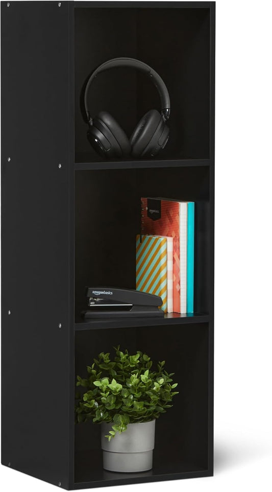 3-Cube Bookcase Compatible with Fabric Storage Cube Organizers, Black