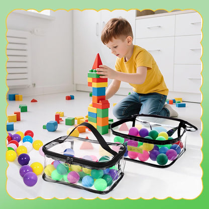 6 Packs Clear Toy Storage Bags, PVC Waterproof Toy Organizer with Zip Reusable Bags for Building Blocks, Board Game, Puzzles, Kids Books, Stationery