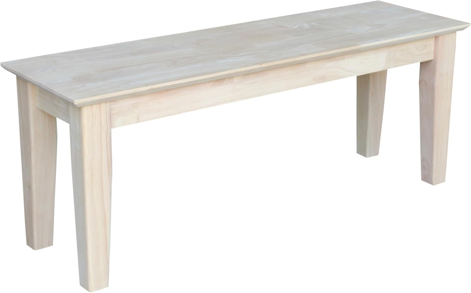 International Concepts Shaker Style Bench, 47-Inch Wide, Solid Parawood, Unfinished