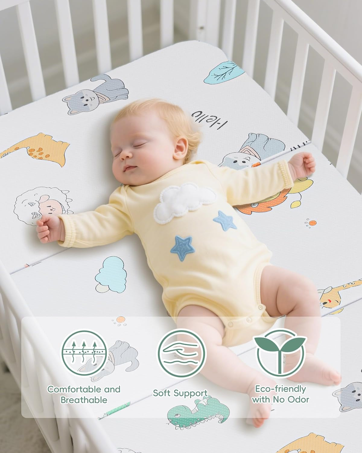Trifold Pack and Play Mattress 38"X26" Pack N Play Mattresses for Baby Toddler, Portable Mini Crib Mattress for Playpen and Playard with Soft Breathable Waterproof Cover