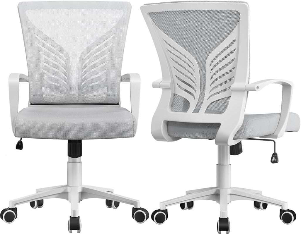 Office Chair Mesh Desk Chair Computer Chair Gaming Chair Adjustable Comfy Chair Swivel Ergonomic Chair for Home Office/Work/Study Light Gray/Set of 2