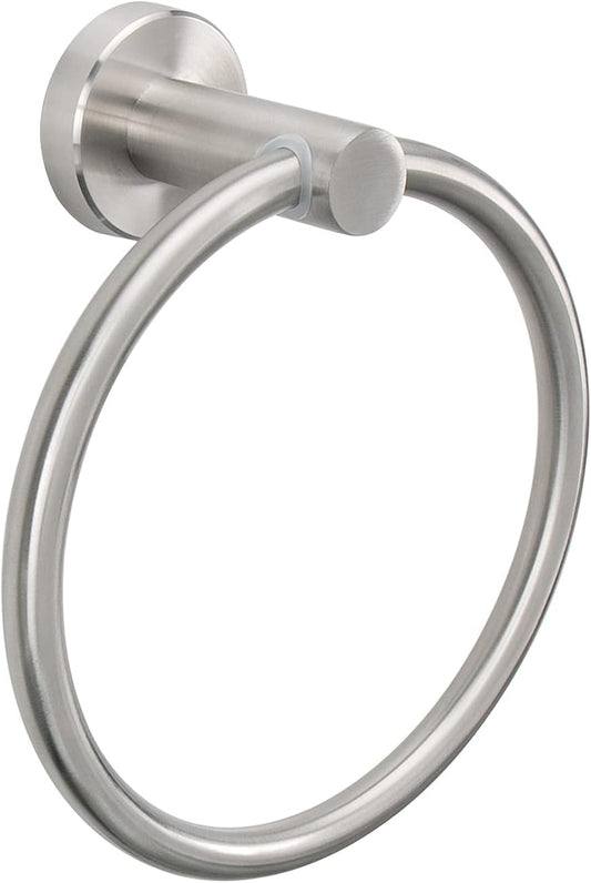 Bath Towel Ring, Bathroom Hardware Accessories-Thicken Stainless Steel Hand Towel Holder for Bathroom, Modern round Towel Hanger Wall Mounted (Brushed Nickel, 1 Pack)